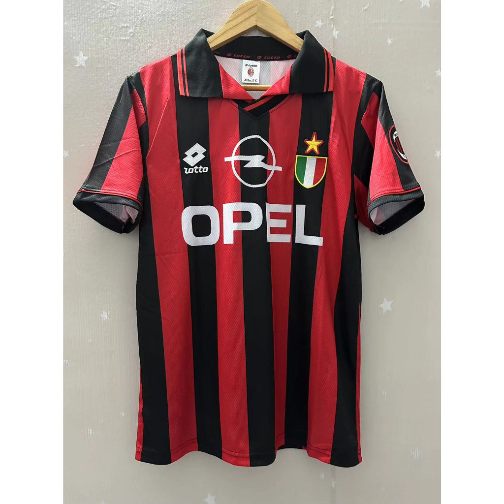 96-97 AC Milan MALDINI Top Quality Home Retro Soccer Jersey custom T-shirt Football Jersey BAGGIO BARESI