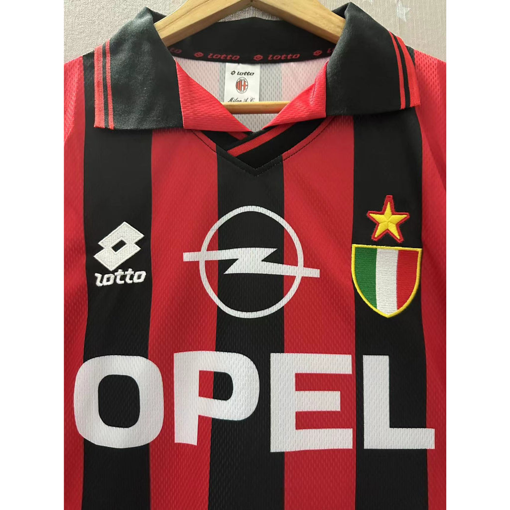 96-97 AC Milan MALDINI Top Quality Home Retro Soccer Jersey custom T-shirt Football Jersey BAGGIO BARESI