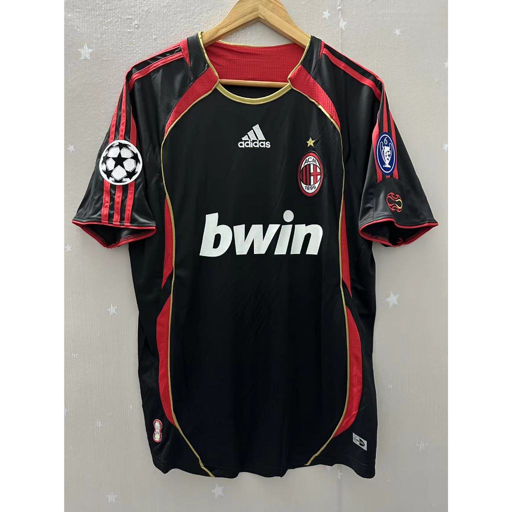 06-07 AC Milan KAKA MALDINI RONALDO Top Quality Away Retro Soccer Jersey custom T-shirt PIRLO