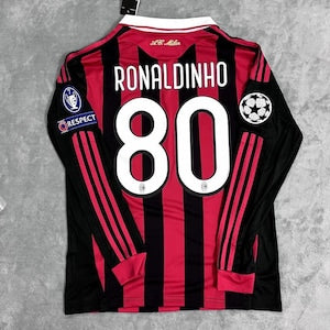 Review the classics,AC Milan Champions League Final 2006-2007 Jersey Retro, No 80 Ronaldinho Jersey Ac Milan,vintage Ac Milan Jersey,gift Fan Lovers Ronaldinho