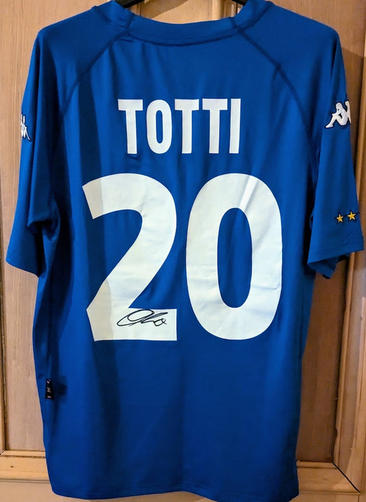 Kappa Italian Football Shirt Signed By Francesco Totti 2000 Original Vintage Authentic Football Sports Memorabilia Collectibles