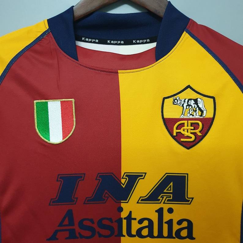 AS Roma 2001/02 Home UCL Jersey - Classic Retro Roma Champions League Shirt - Vintage Italian Football Kit