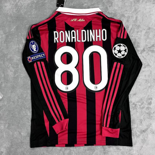 Review the classics,AC Milan Champions League Final 2006-2007 Jersey Retro, No 80 Ronaldinho Jersey Ac Milan,vintage Ac Milan Jersey,gift Fan Lovers Ronaldinho