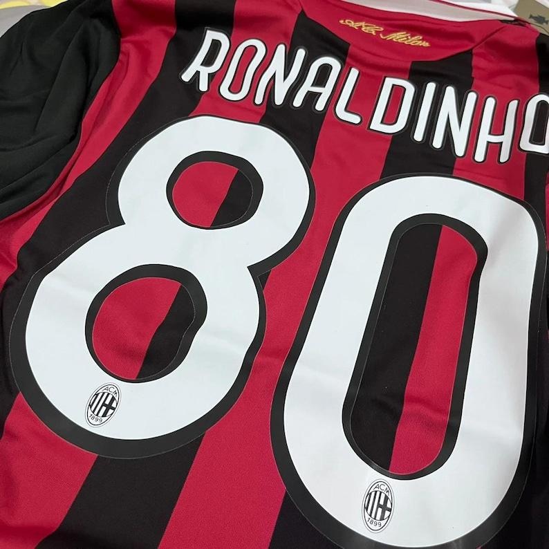 Review the classics,AC Milan Champions League Final 2006-2007 Jersey Retro, No 80 Ronaldinho Jersey Ac Milan,vintage Ac Milan Jersey,gift Fan Lovers Ronaldinho