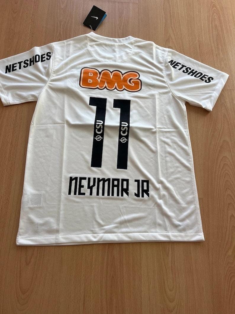 Neymar JR 11 Santos FC Home Retro Jersey 2011-2012, Neymar JR Inspired Football Shirt, Neymar Soccer Jersey, Neymar Vintage Football Kit